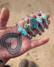 New Lander Variscite Juniper Heavyweight Hand Stamped Stacker Cuff XS