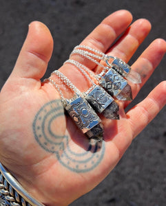 Tibet Quartz Diamond/Fan Talisman Necklace