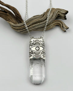 Tabby Clear Quartz Big Eye Talisman Necklace