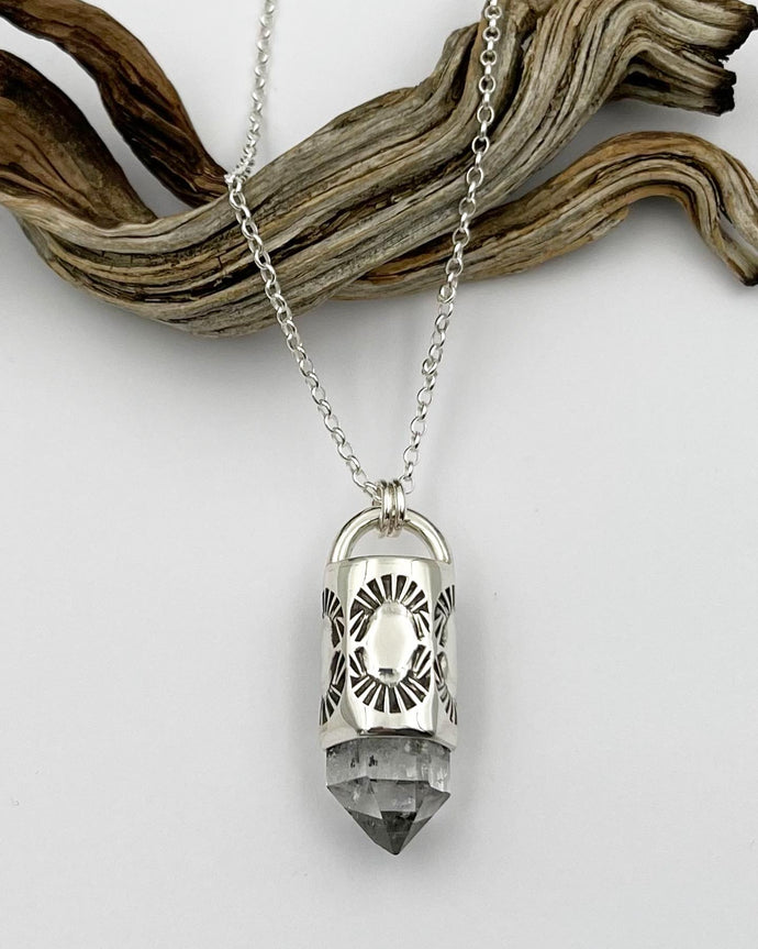 Herkimer Diamond Spiky Sun Talisman Necklace