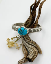 Egyptian Turquoise Fan Heavyweight Hand Stamped Stacker Cuff S/M