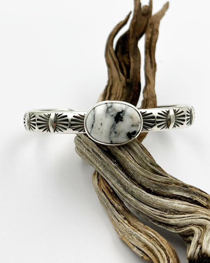 White Buffalo Juniper Heavyweight Stacker Cuff M/L