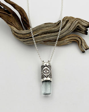 Aquamarine Desert Eye Talisman Necklace