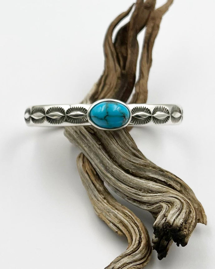 Morenci Turquoise Sage Heavyweight Stacker Cuff S/M