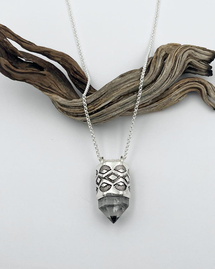 Tibet Quartz Diamond/Fan Talisman Necklace
