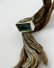 Turquoise + White Buffalo Intarsia Signet Ring 7.75