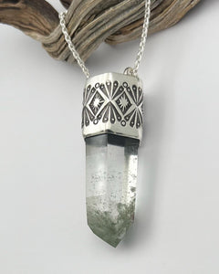Chlorite Phantom Quartz Fan Talisman Necklace