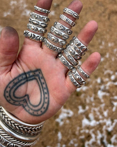Hand Stamped Chunk Sterling Silver Rings