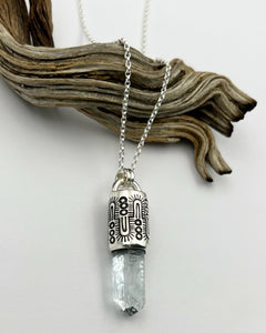 Etched Aquamarine Monsoon Talisman Necklace