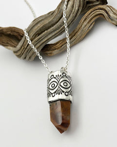 Red Amphibole Quartz Eye Talisman Necklace