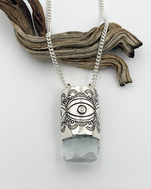 Aquamarine Big Eye Talisman Necklace