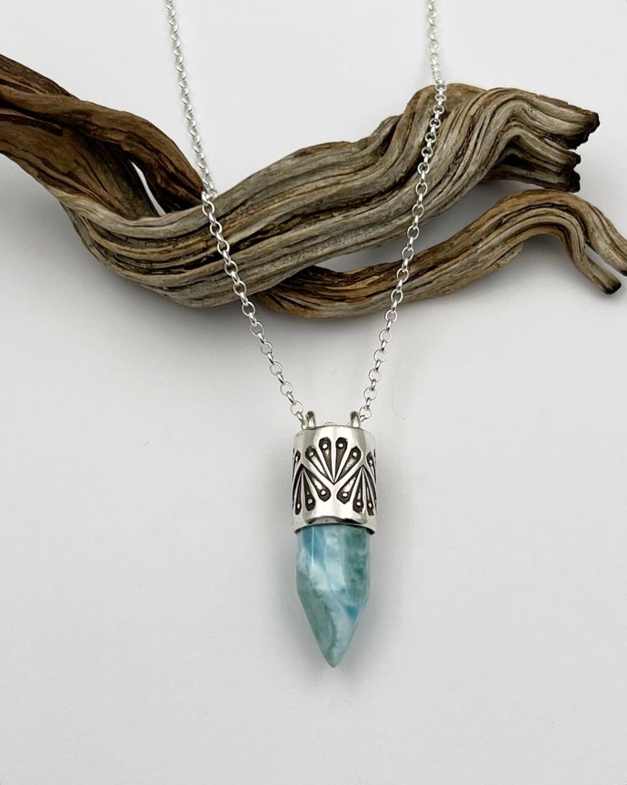Larimar Fan Talisman Necklace