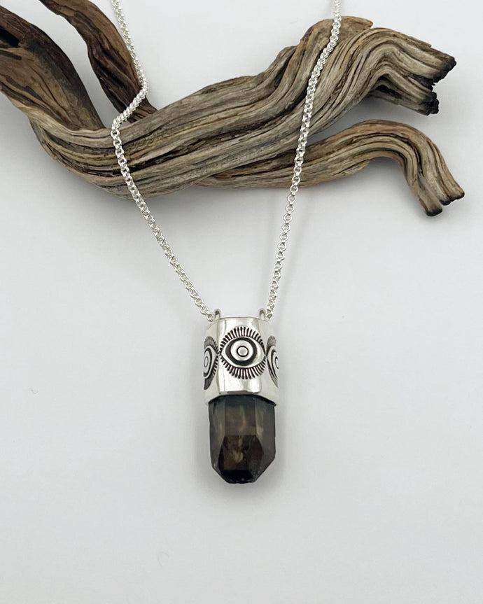 Smoky Quartz Eye Talisman Necklace