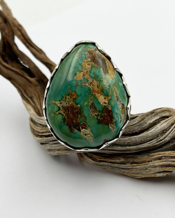 Fox Turquoise Sunnyslope Stamped Bezel Ring 9