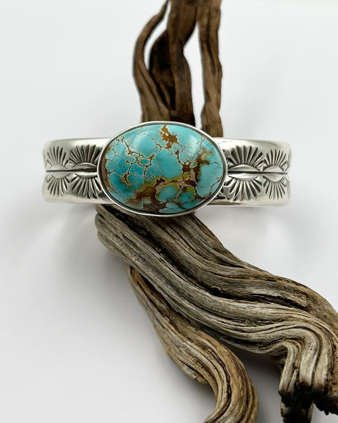 Thunderbird Turquoise Chunky Double Band Cuff XS