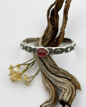 Hot Pink Tourmaline Sun Heavyweight Hand Stamped Stacker Cuff S/M