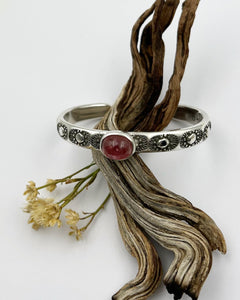 Hot Pink Tourmaline Sun Heavyweight Hand Stamped Stacker Cuff S/M