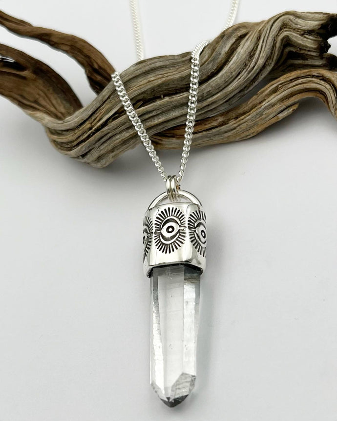 Singing Quartz Sun Eye Talisman Necklace