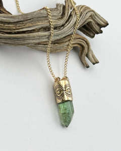 Green Tourmaline Portal 14k Gold Talisman Necklace