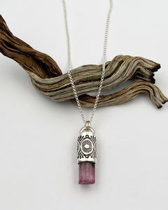 Pink Tip Pink Tourmaline Desert Sun Talisman Necklace