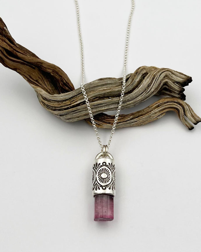 Pink Tip Pink Tourmaline Desert Sun Talisman Necklace