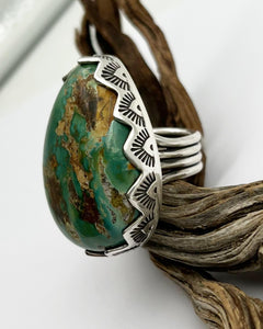 Fox Turquoise Sunnyslope Stamped Bezel Ring 9