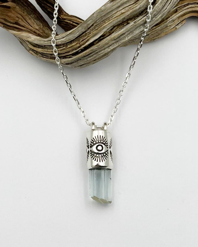 Aquamarine Eye Talisman Necklace