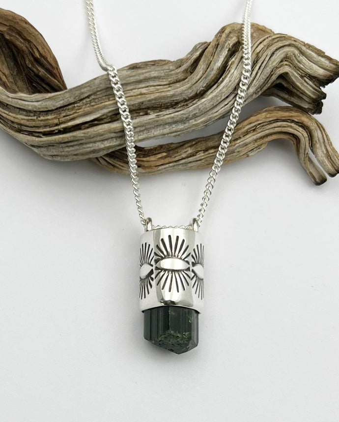 Vanadium Tourmaline Juniper Talisman Necklace