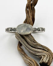 Rainbow Moonstone Eye Hand Stamped Stacker Cuff XS