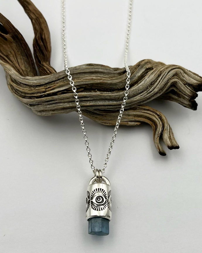 Aquamarine Eye Talisman Necklace