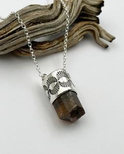 Mauvey/Peachy Tourmaline Eye Talisman Necklace