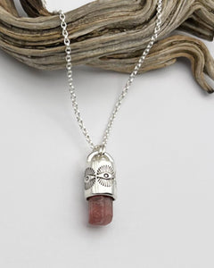 Pink Tourmaline Eye Talisman Necklace