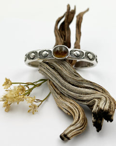 Mustard Yellow Tourmaline Sol Heavyweight Hand Stamped Stacker Cuff XS