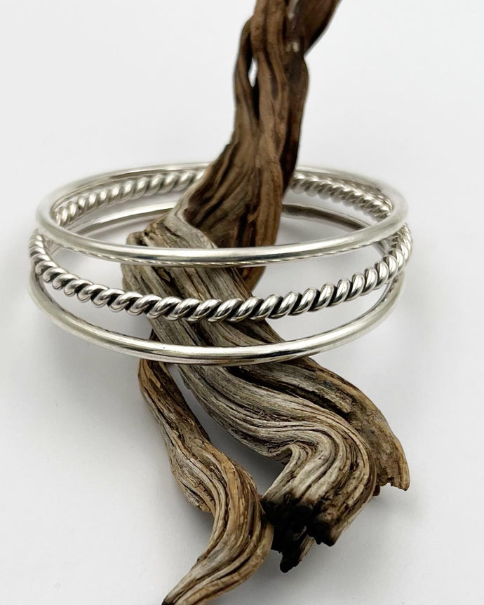 Sterling Silver Bangle Set M/L