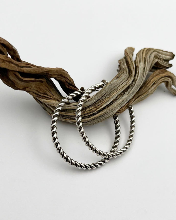 Sterling Silver Twisted Rope Hoop Earrings
