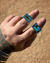Turquoise + White Buffalo Intarsia Signet Ring 7.75