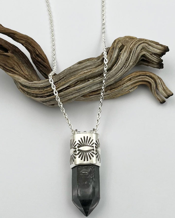 Phantom Tibetan Quartz Juniper Talisman Necklace