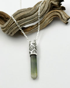 Green/Clear Tourmaline Talisman Necklace