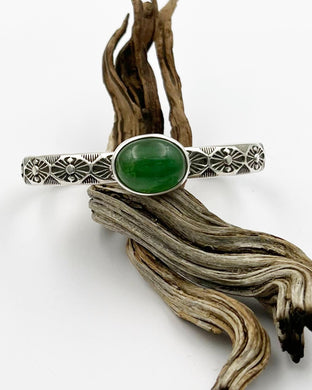 Apple Green Tourmaline Creosote Heavyweight Stacker Cuff XL