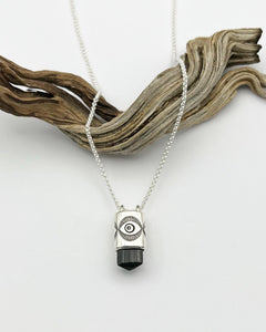 Black Tourmaline Big Eye Talisman Necklace