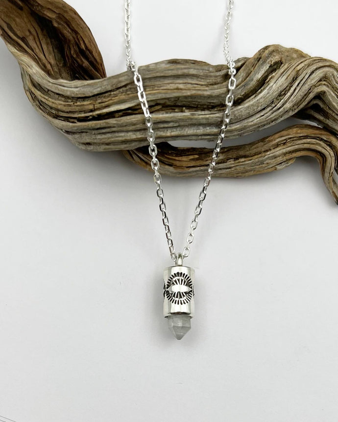 Rainbow Moonstone Eye Burst Mini Talisman Necklace