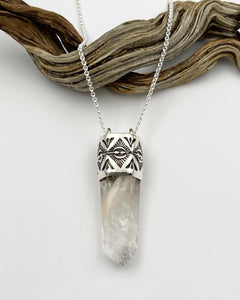 Amphibole Quartz (w/ black tourmaline) Talisman Necklace