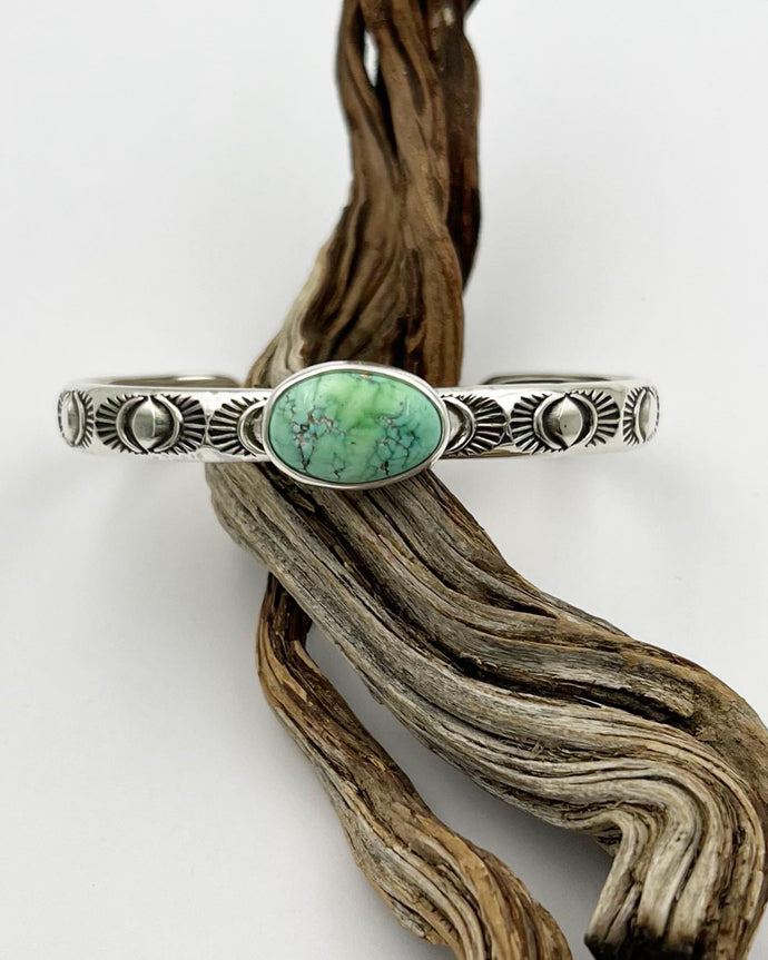 Carico Lake Turquoise Eye Hand Stamped Stacker Cuff XS