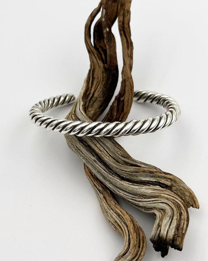 Heavyweight Fine Silver Cable Twist Cuff M/L