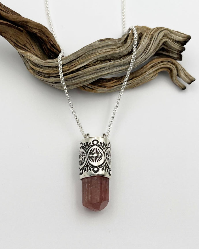 Pink Tourmaline Desert Ocotillo Talisman Necklace