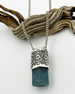 Aquamarine Desert Flower Talisman Necklace