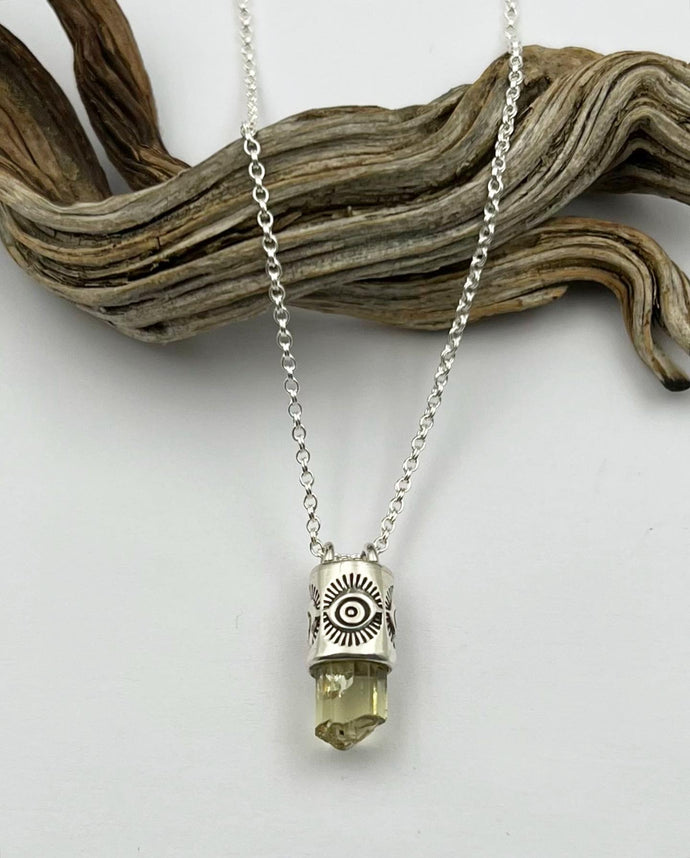 Yellow Apatite Eye Talisman Necklace