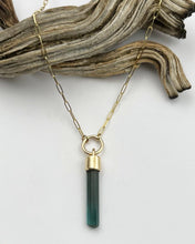 Blue Tourmaline O Ring 14k Gold Talisman Necklace