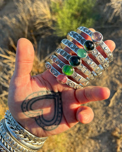 Pink/Peach Tourmaline Peyote Heavyweight Stacker Cuff XS