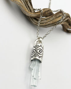 Aquamarine Cluster Eye Talisman Necklace